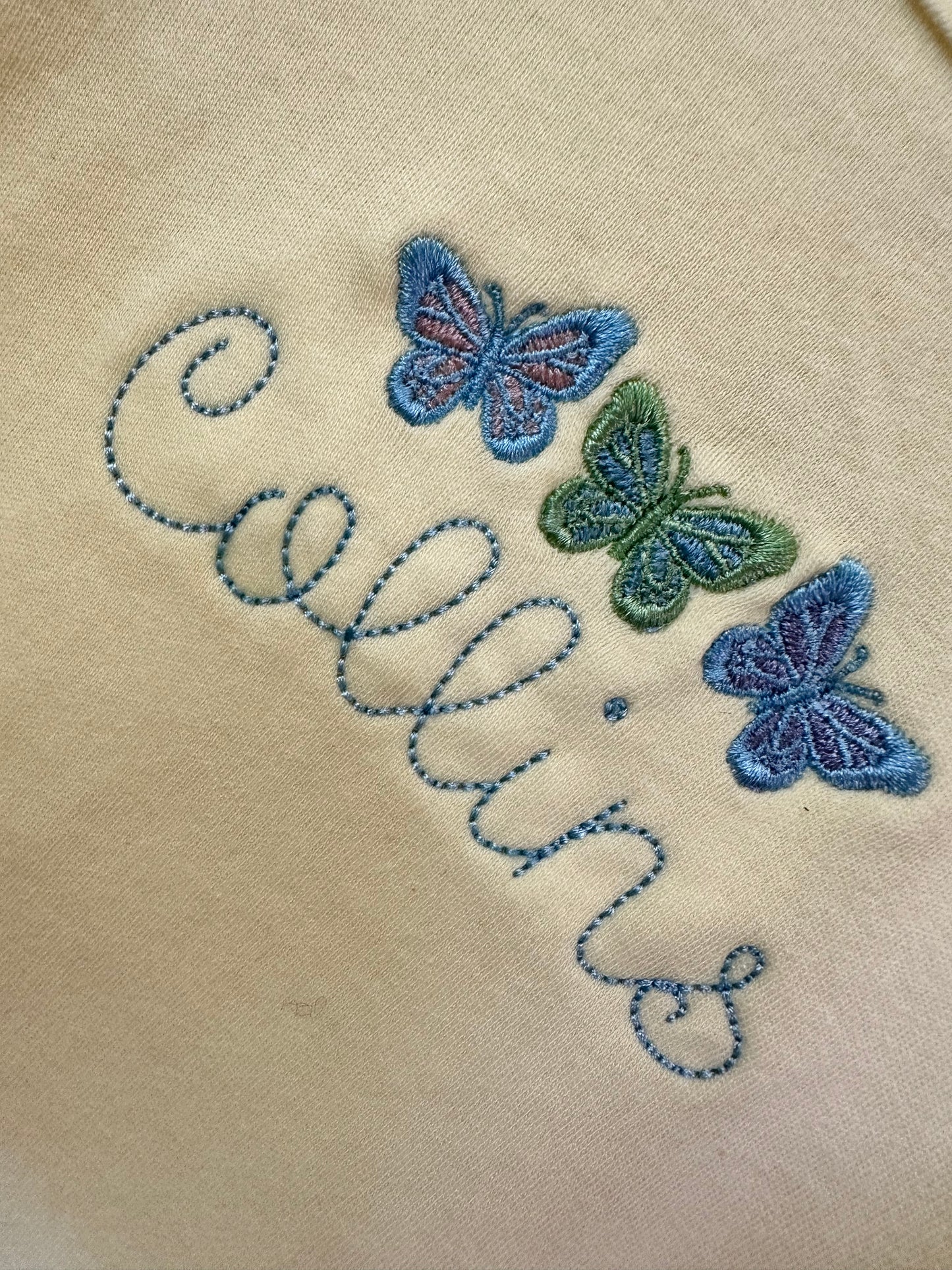 Embroidered Name Short Sleeve Girls with Butterflies