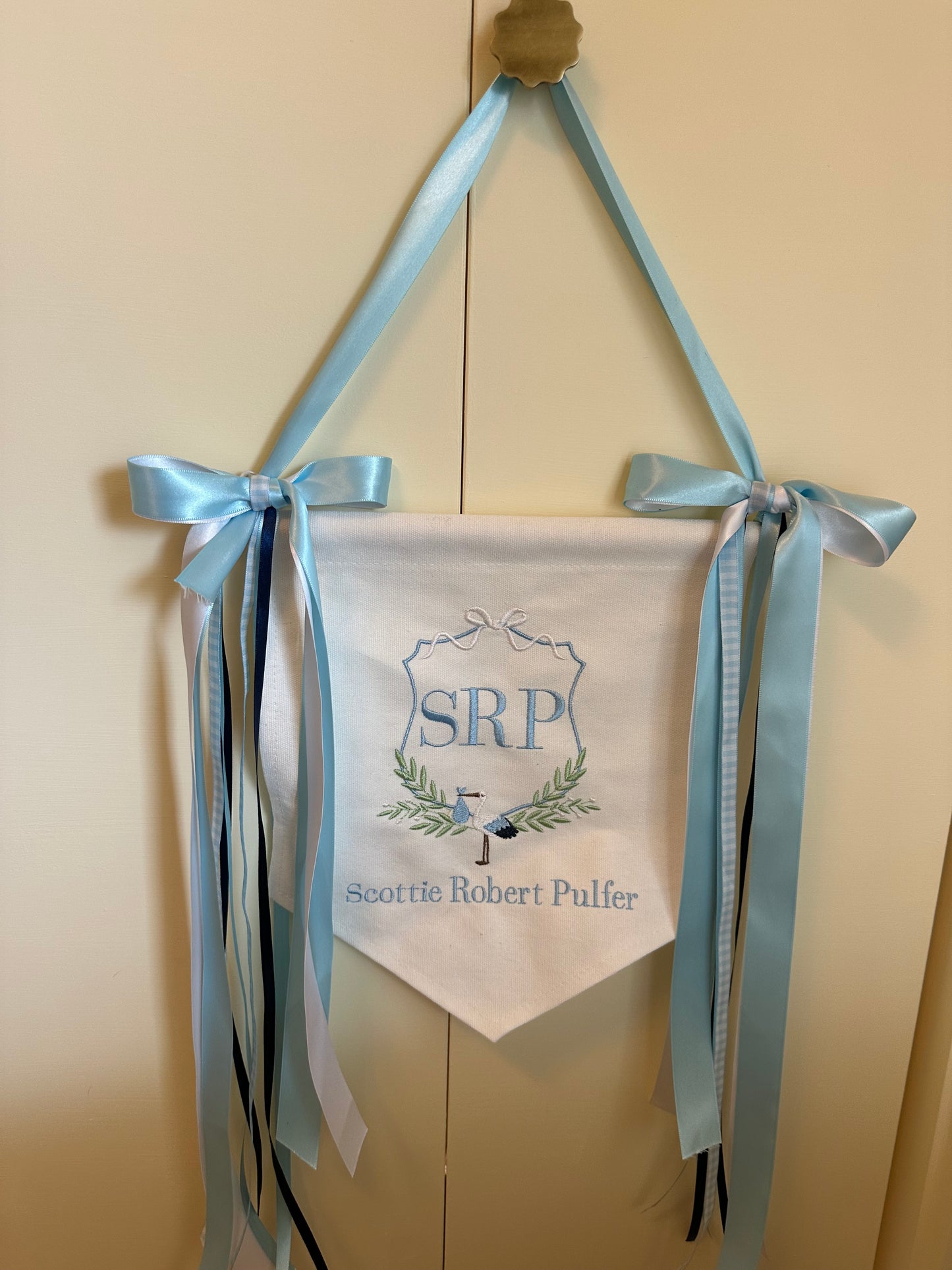 Embroidered Custom Name Welcome Baby Banner