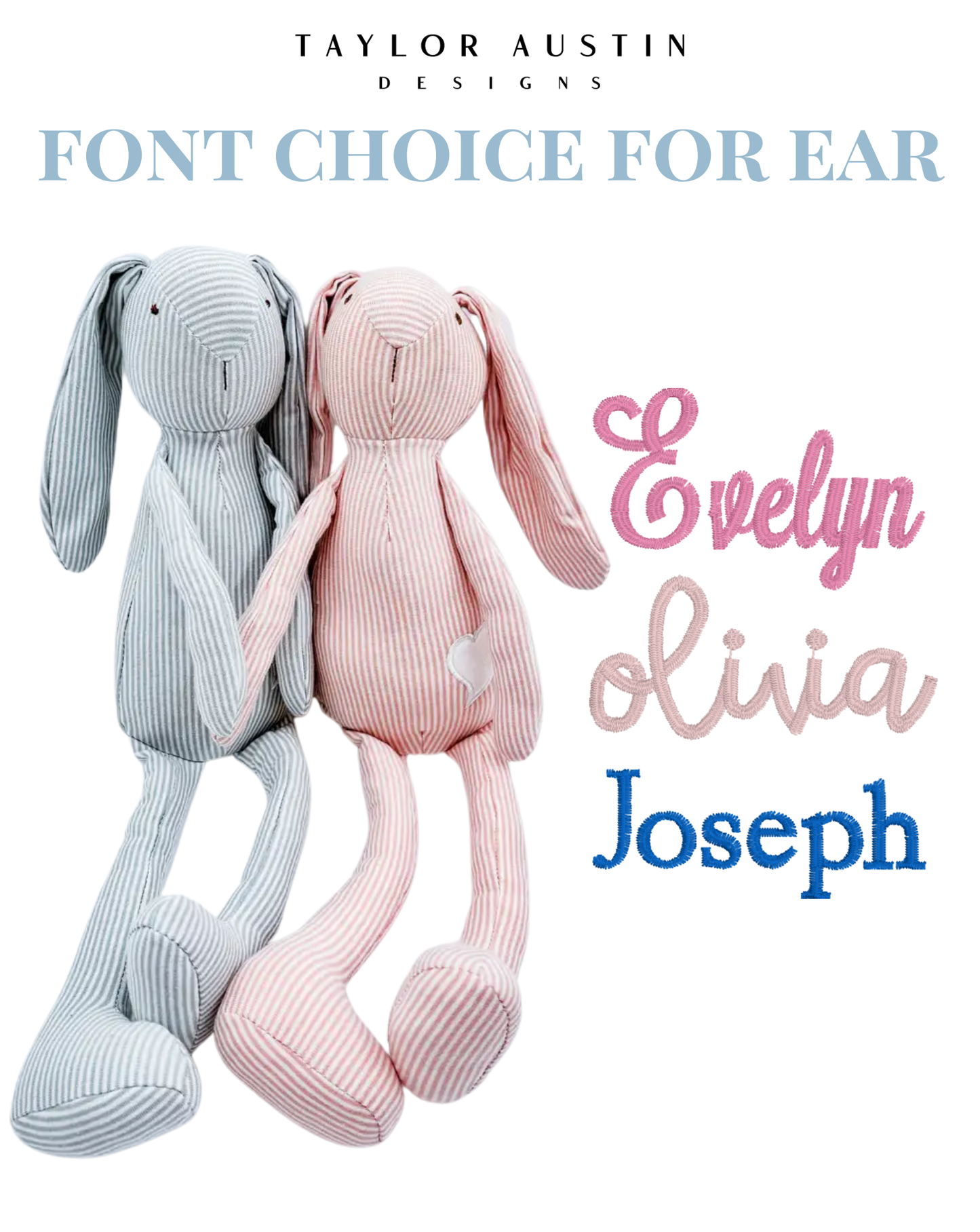 Embroidered Bunny - Pink or Blue Seersucker Easter Rabbit