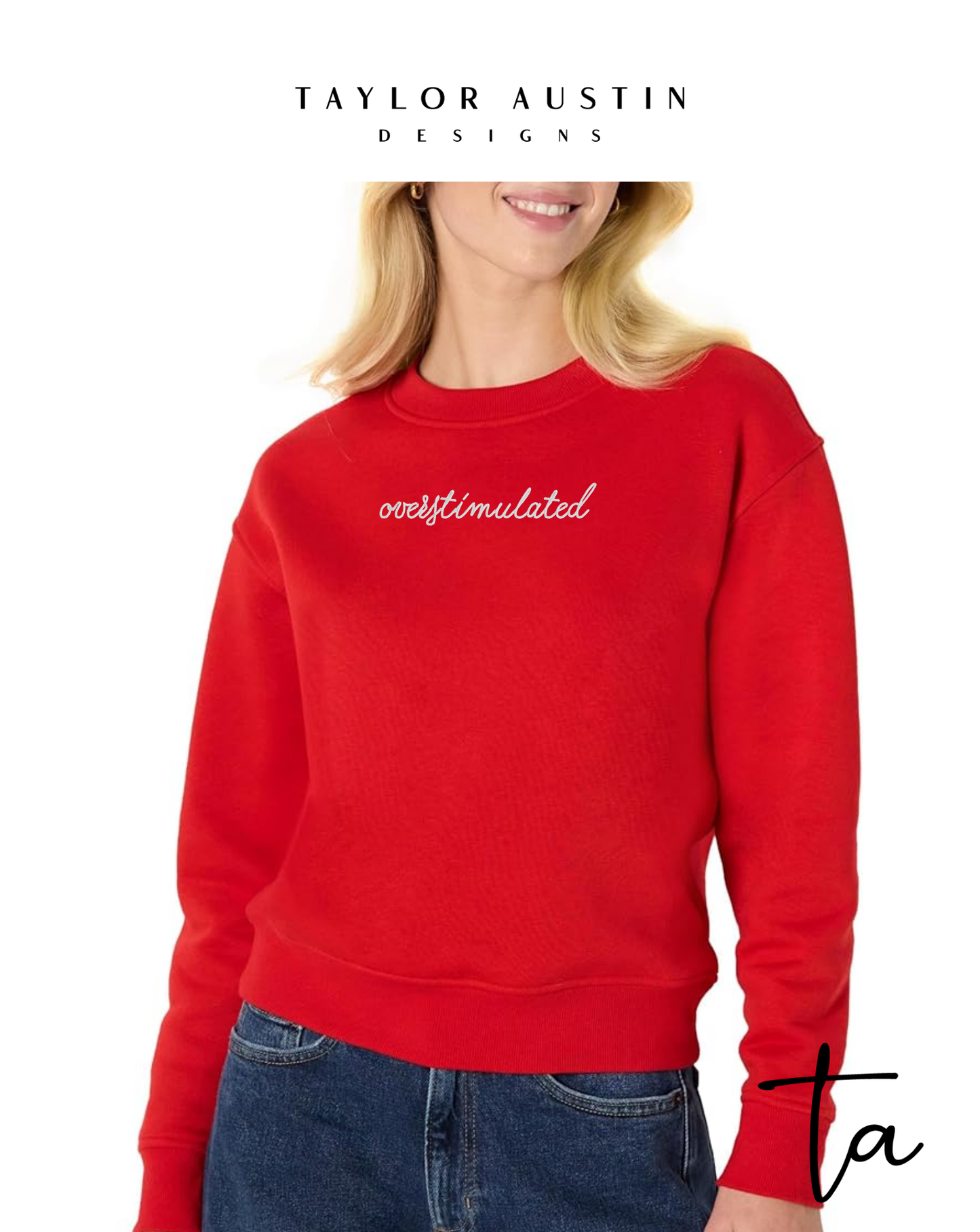 Embroidered Boxy Drop Shoulder Crewneck Sweatshirt
