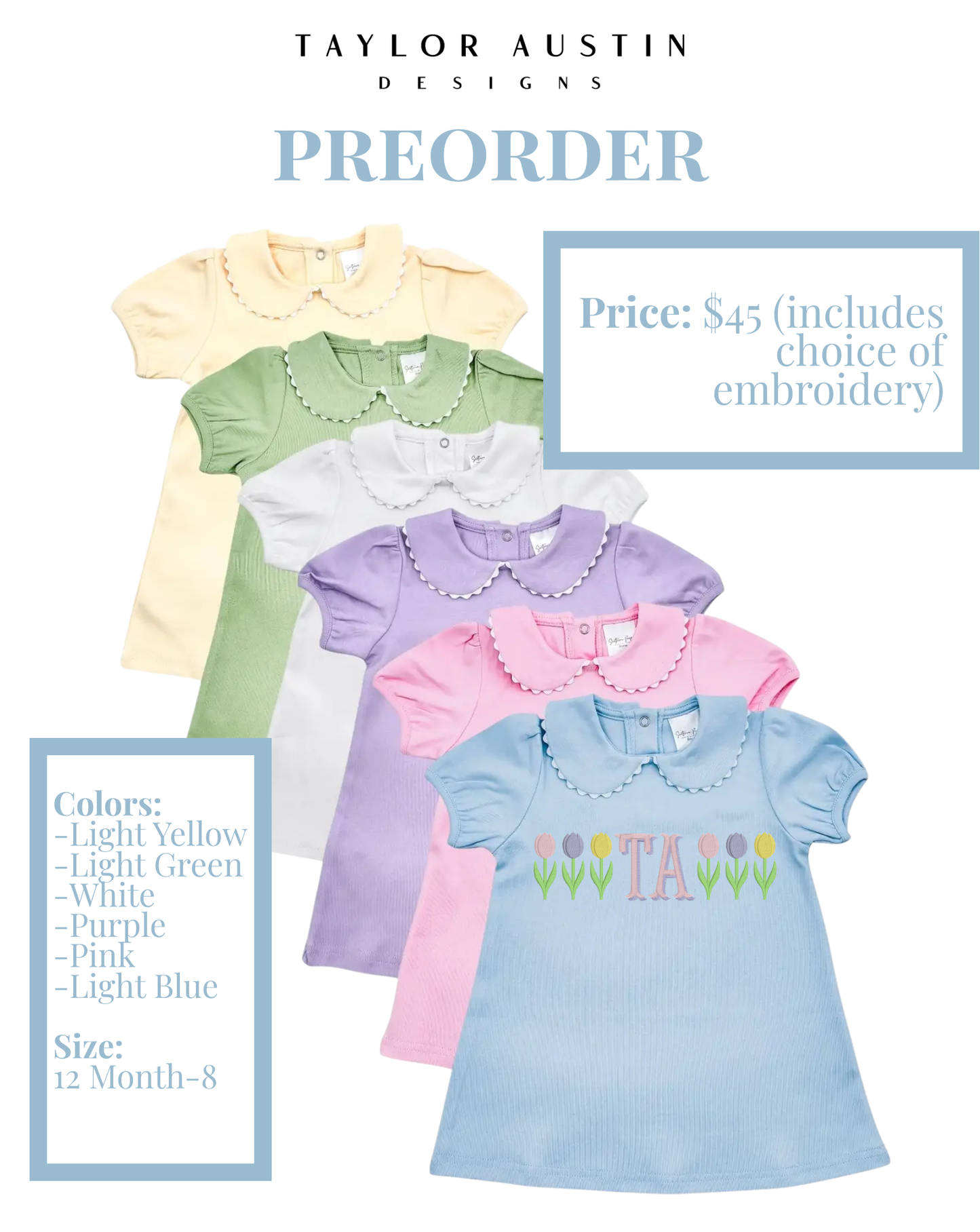 Embroidered Girls Spring Scalloped Dress