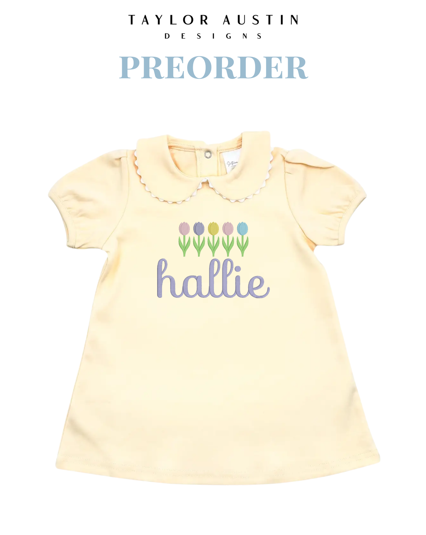 Embroidered Girls Spring Scalloped Dress