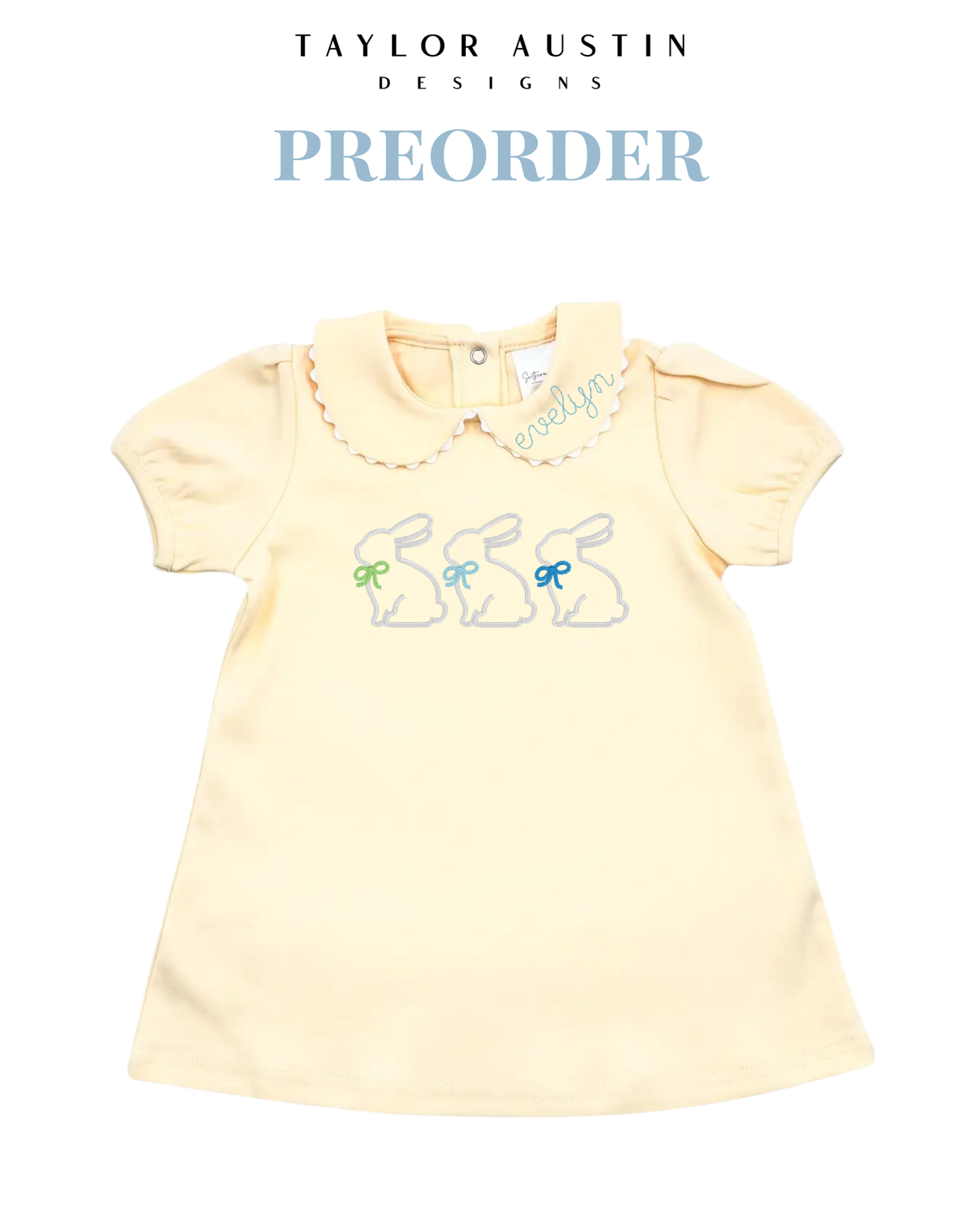 Embroidered Girls Spring Scalloped Dress