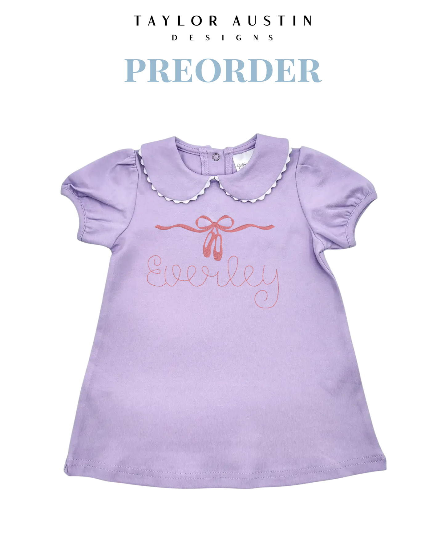Embroidered Girls Spring Scalloped Dress