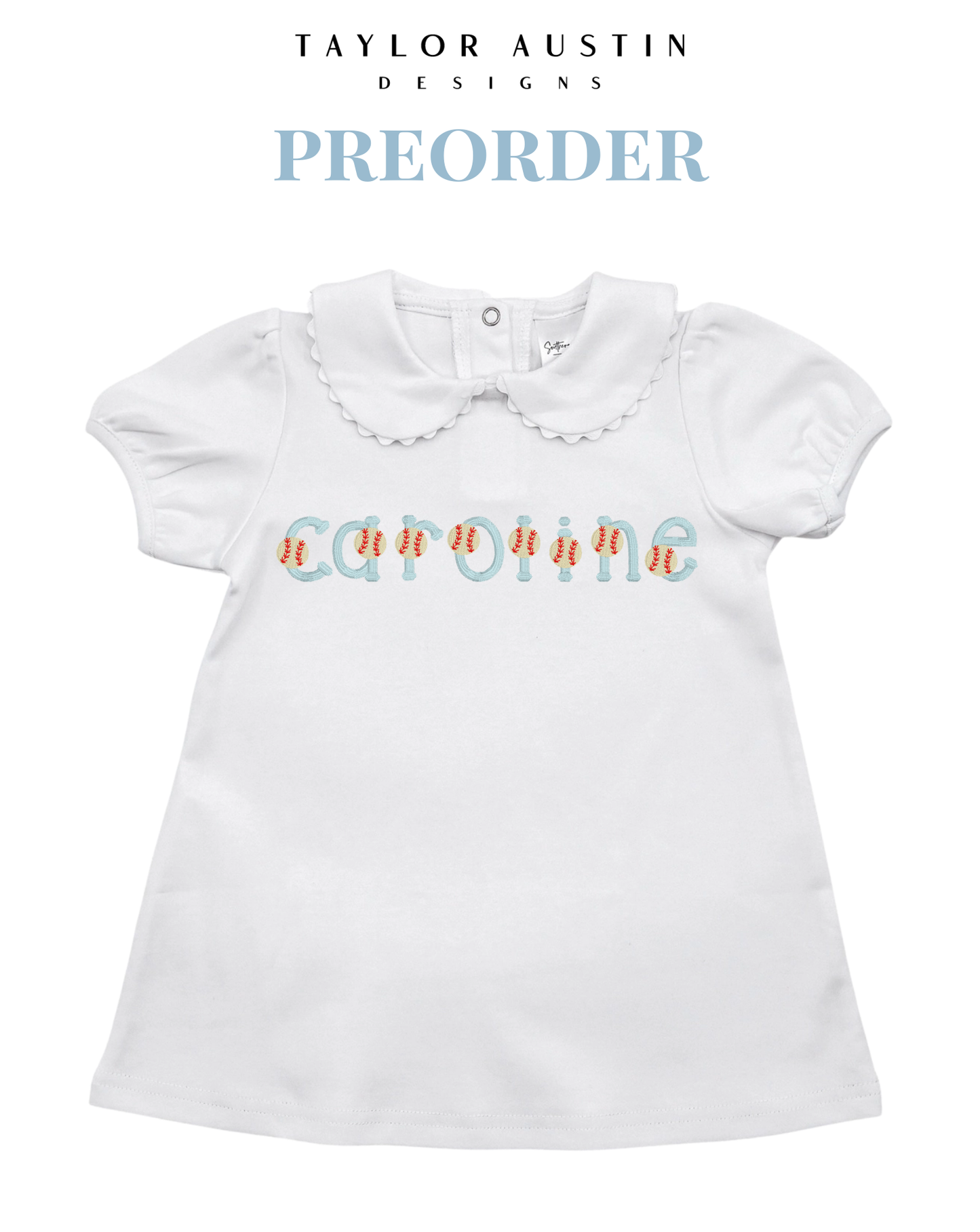 Embroidered Girls Spring Scalloped Dress