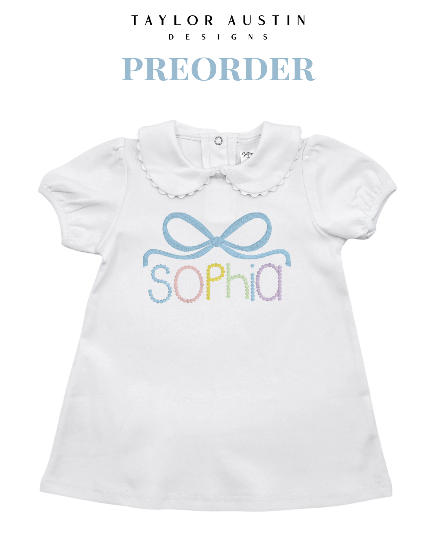 Embroidered Girls Spring Scalloped Dress