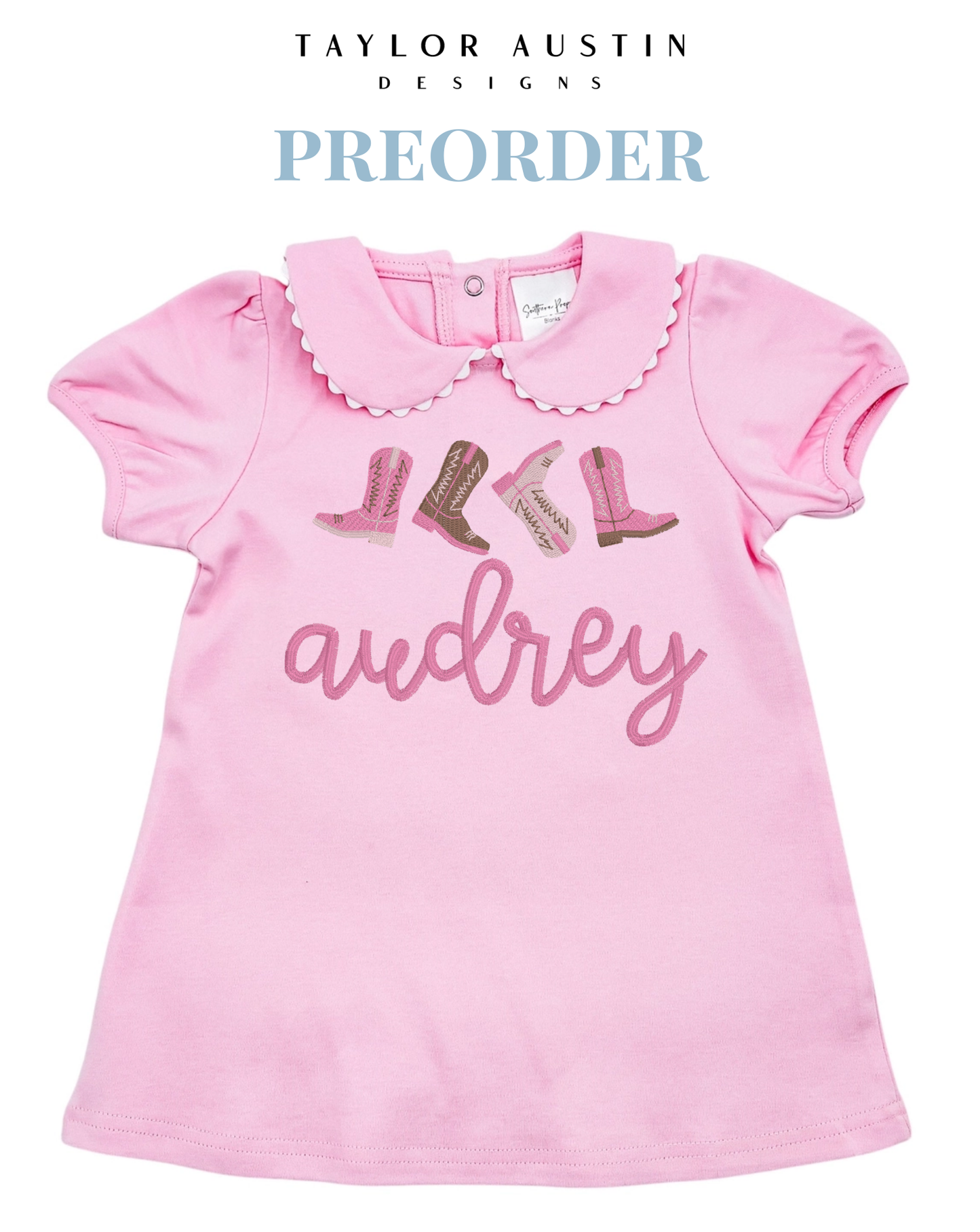 Embroidered Girls Spring Scalloped Dress