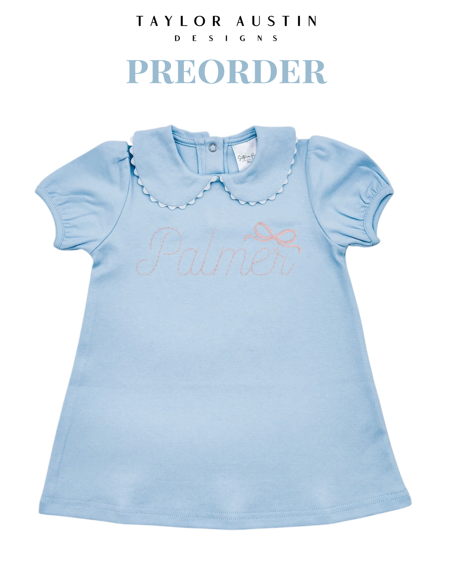 Embroidered Girls Spring Scalloped Dress