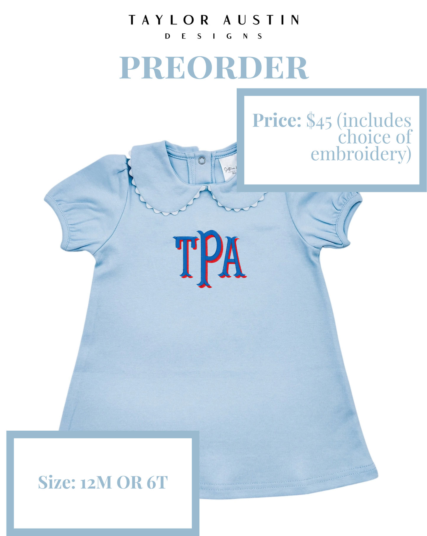 Embroidered Girls Summer Fourth of July Patriotic Scalloped Dress