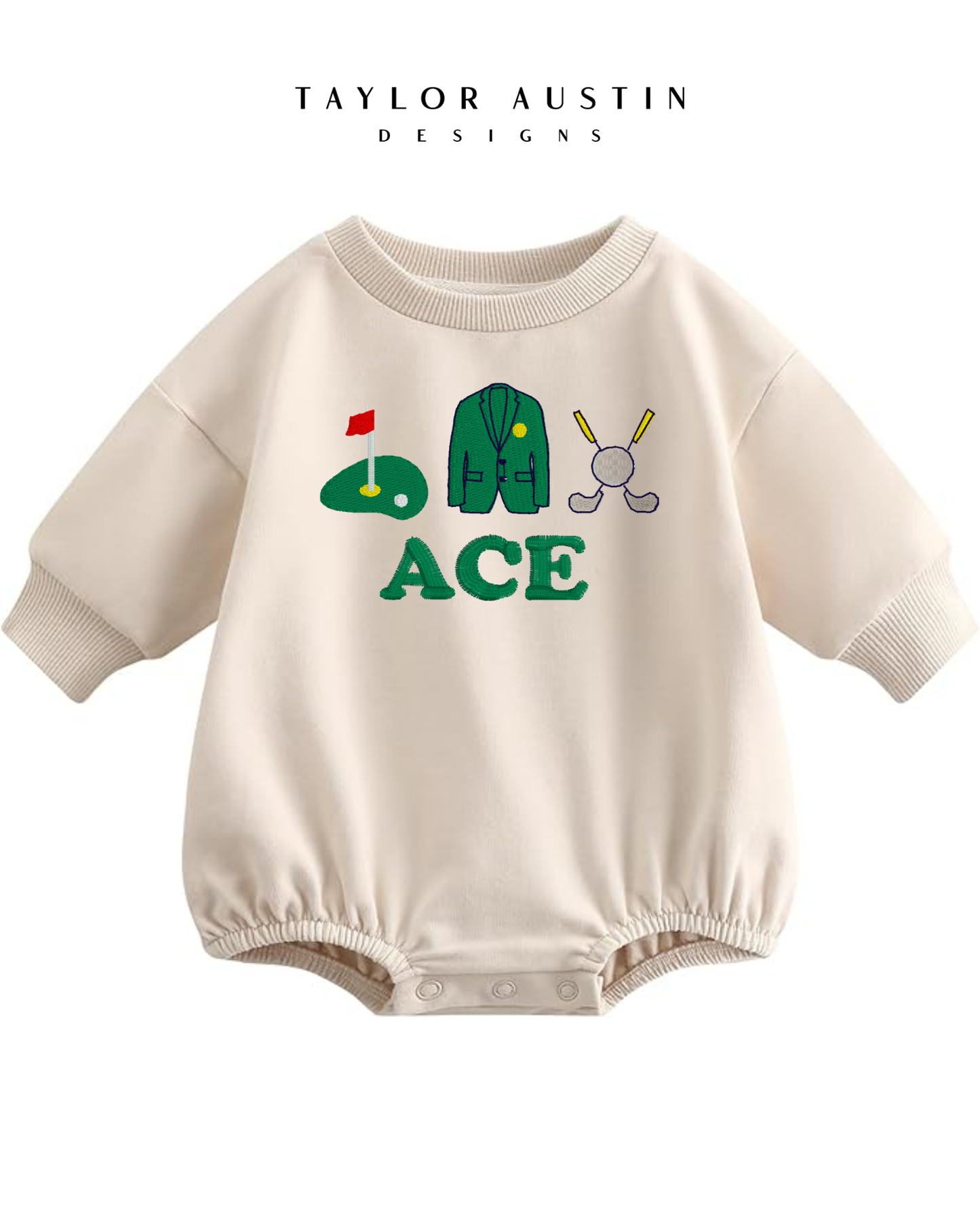 Embroidered Baby Boy Long Sleeve Sweatshirt Bubble Romper