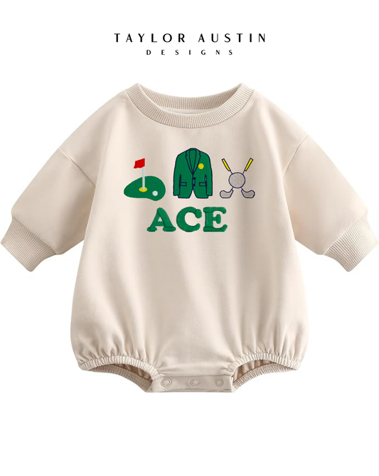 Embroidered Baby Boy Long Sleeve Sweatshirt Bubble Romper