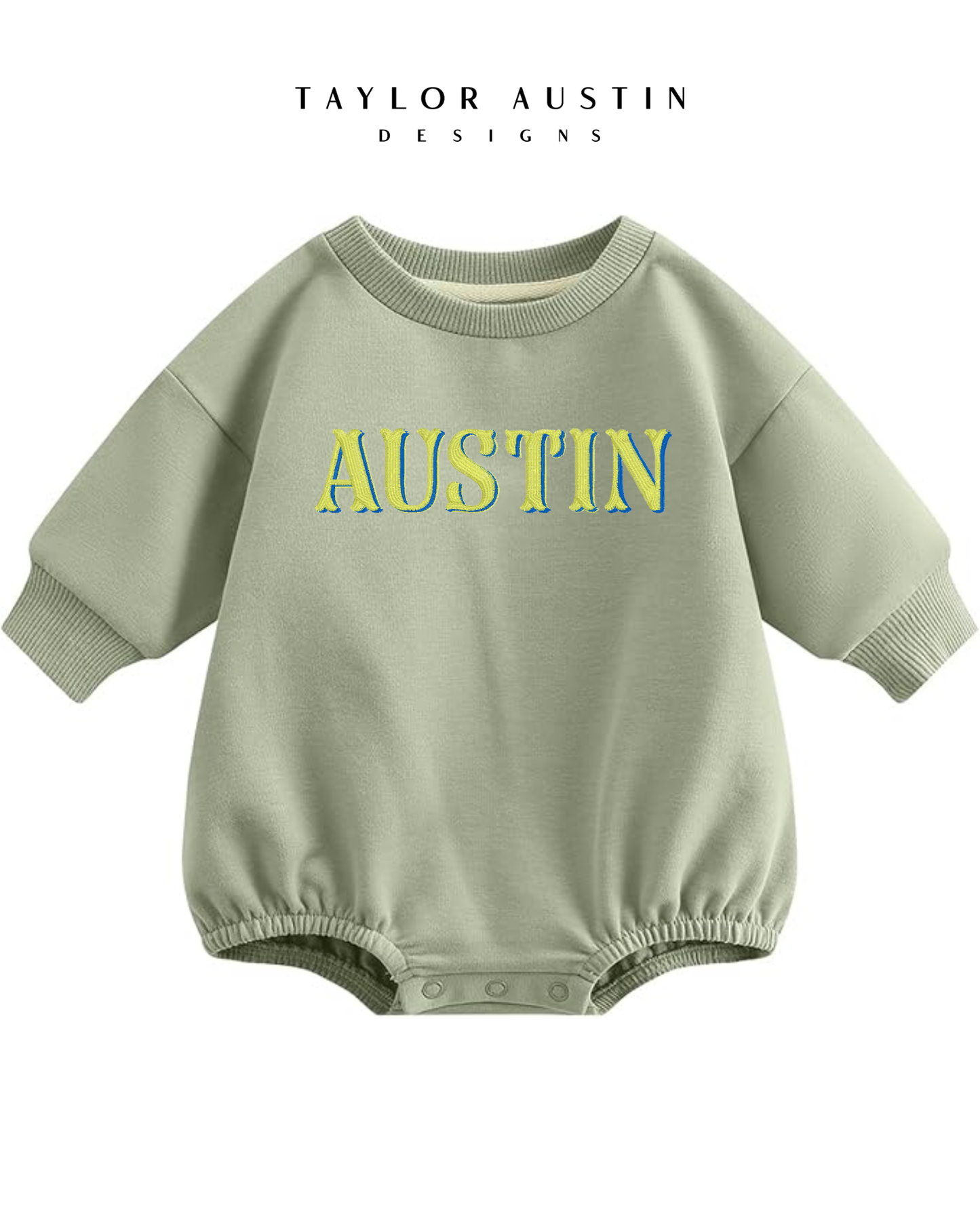 Embroidered Baby Boy Long Sleeve Sweatshirt Bubble Romper