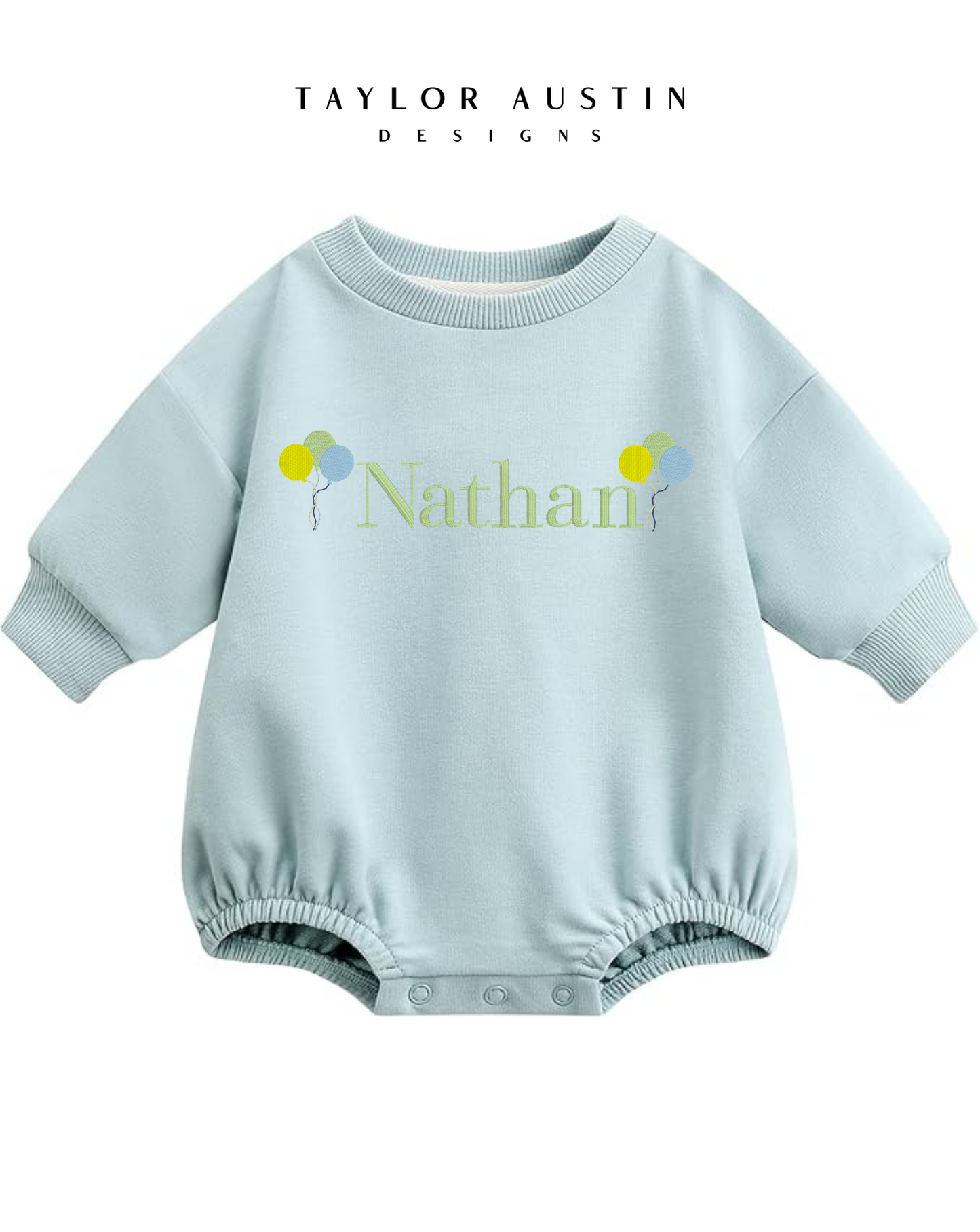 Embroidered Baby Boy Long Sleeve Sweatshirt Bubble Romper