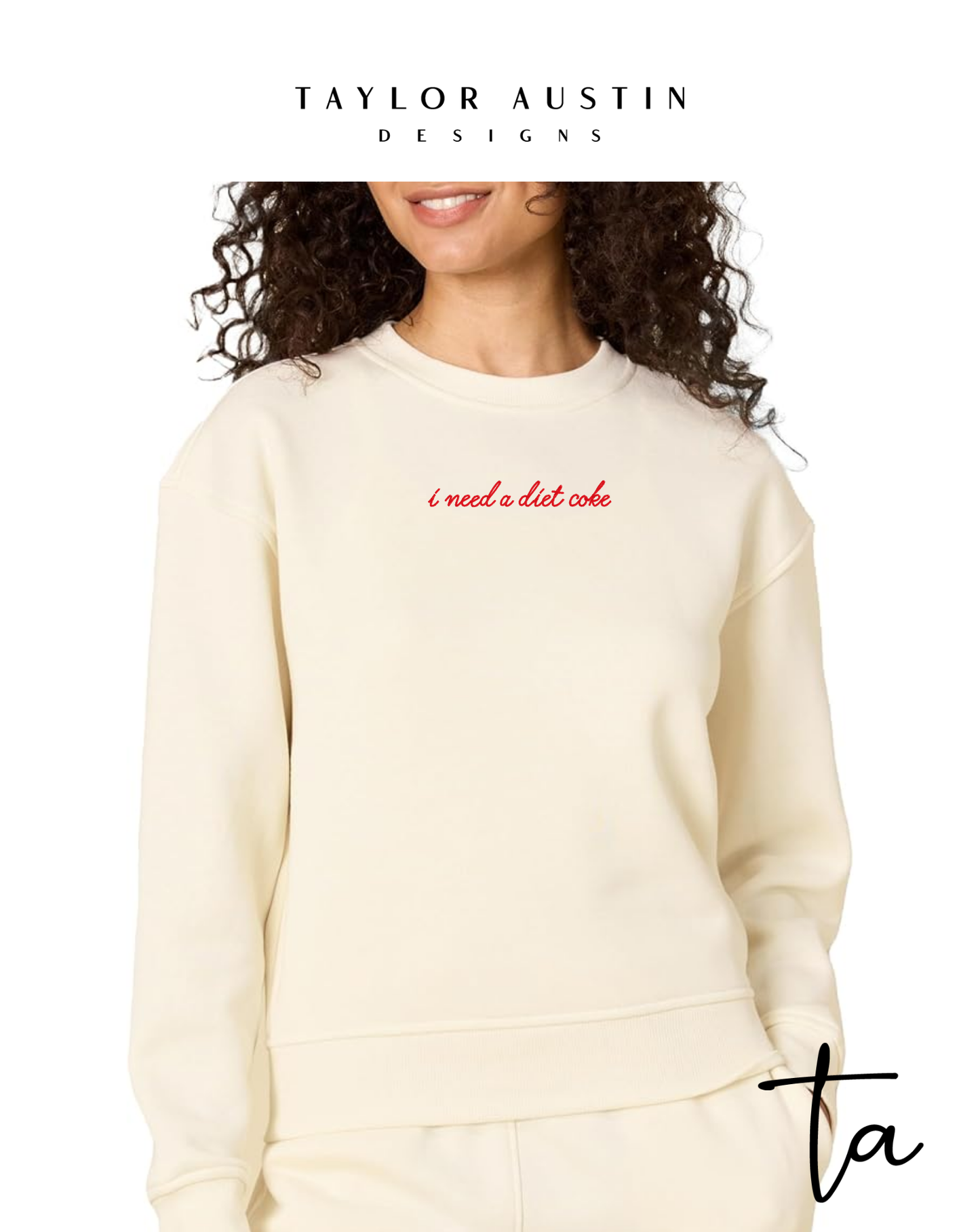Embroidered Boxy Drop Shoulder Crewneck Sweatshirt