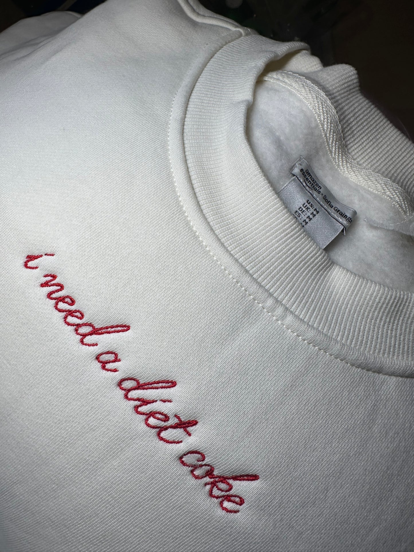 Embroidered Boxy Drop Shoulder Crewneck Sweatshirt