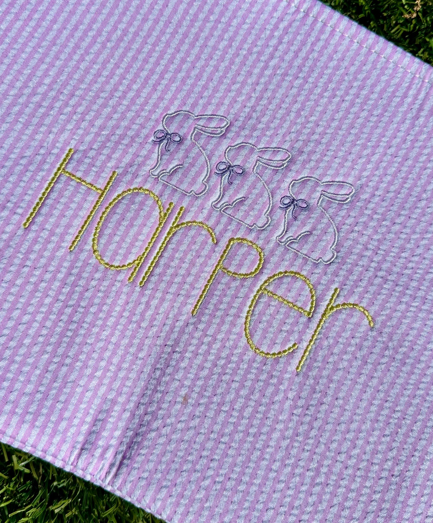 Embroidered Seersucker Bunny Easter Basket