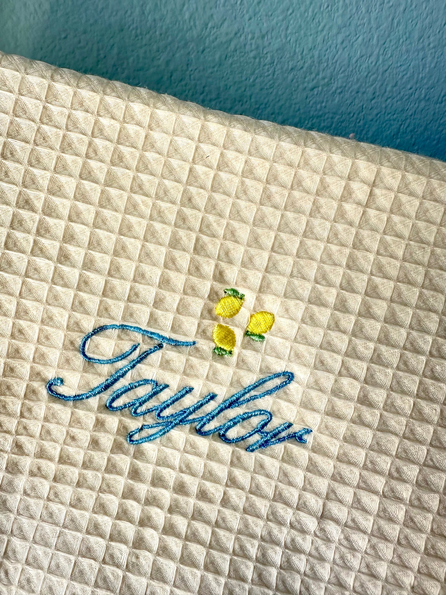 Embroidered Waffle Cosmetic Bag - Customizable Mini Icons Travel Pouch