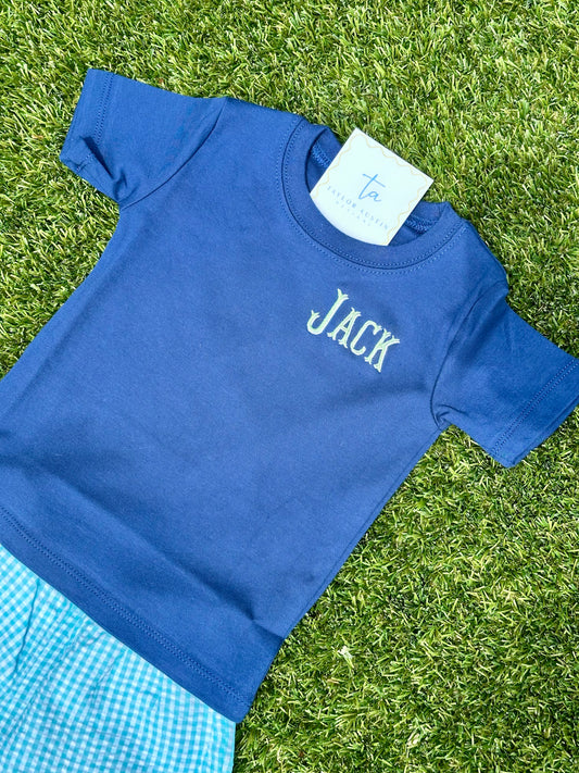 Embroidered Short Sleeve Boys with Monogram or Name