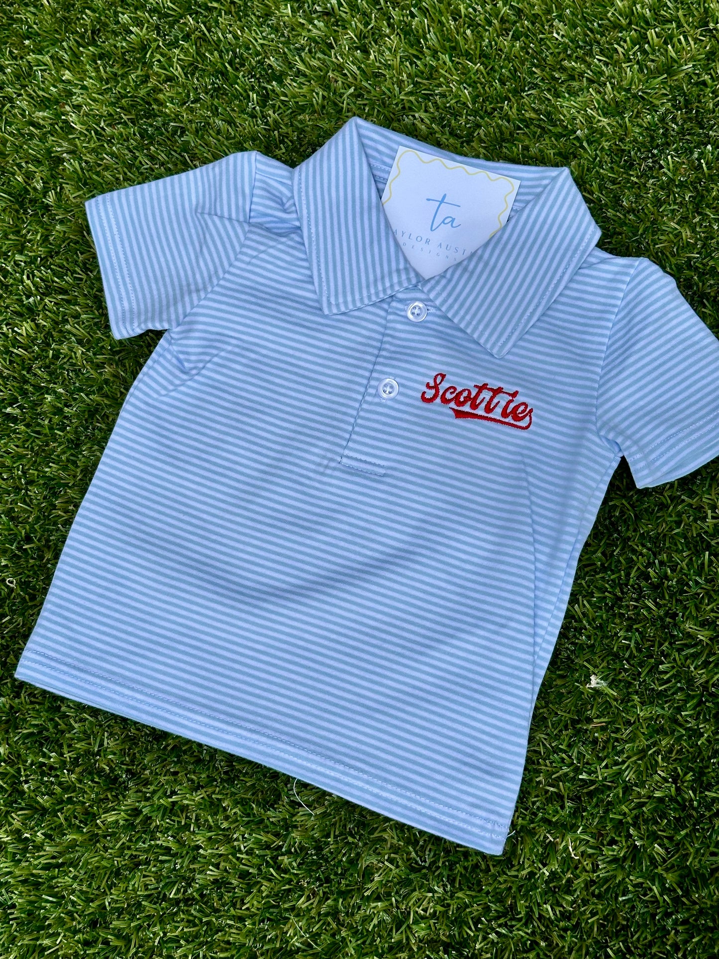 Embroidered Short Sleeve Boys Polo with Athletic Name