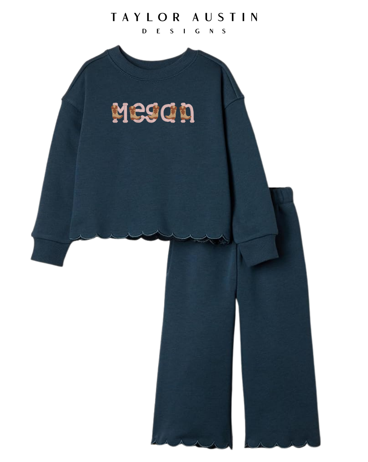 Embroidered Scalloped Toddlers and Baby Girls' Set