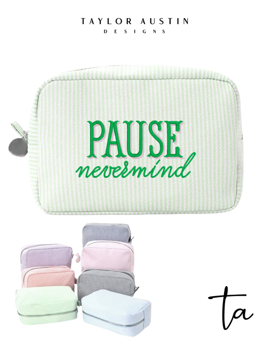 Embroidered Pause Nevermind Mahjong Seersucker Tiles Bag