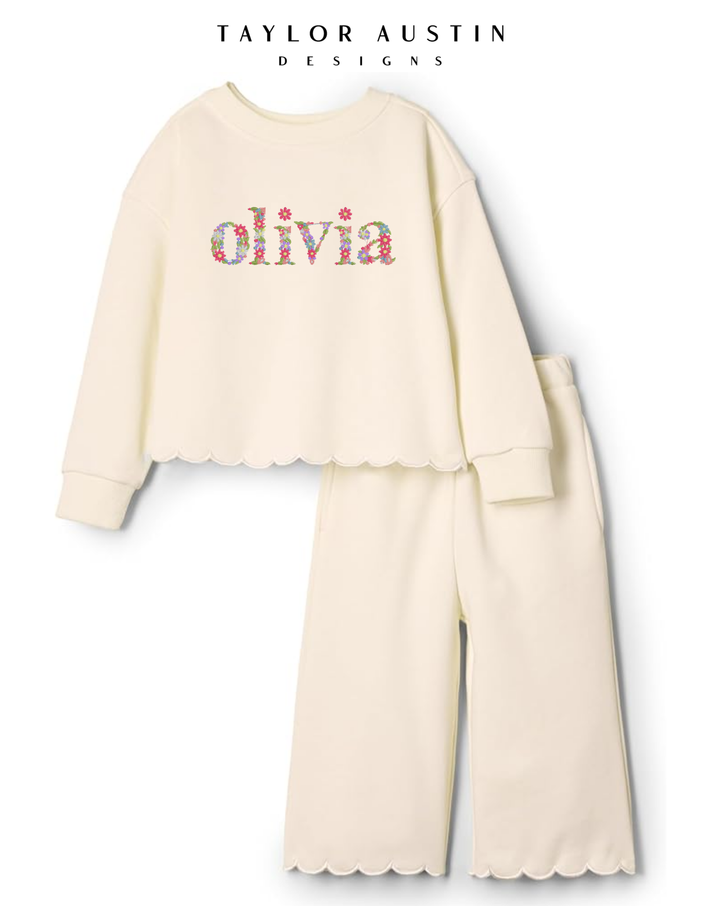 Embroidered Scalloped Toddlers and Baby Girls' Set