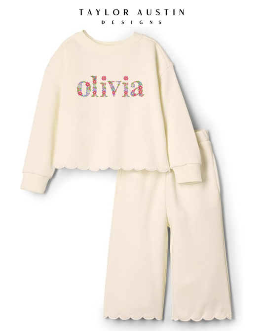 Embroidered Scalloped Toddlers and Baby Girls' Set